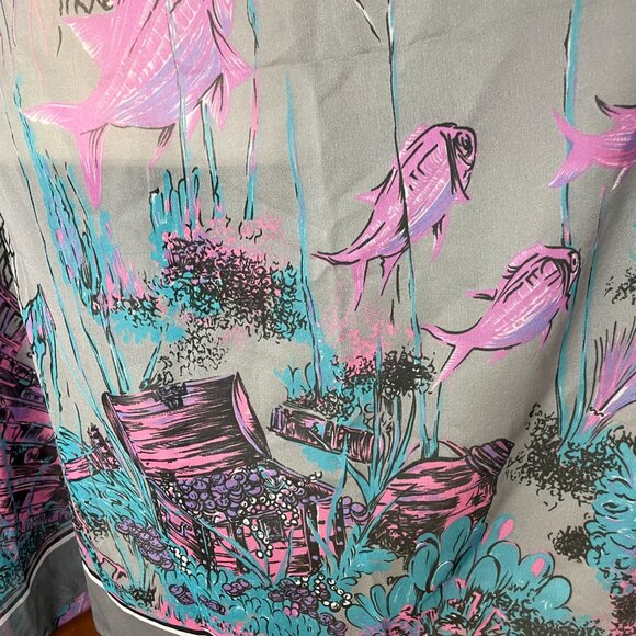 Shipwreck Scarf Lightweight Sea Ocean Underwater Scene Fish Gray‎ Pink Large - Picture 5 of 12
